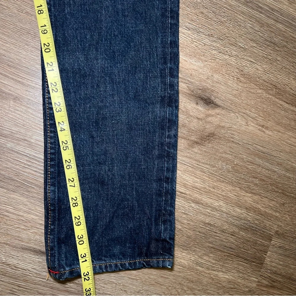 GUSTIN Selvedge Button Fly Mens Slim Fit Denim Dark Wash Jeans